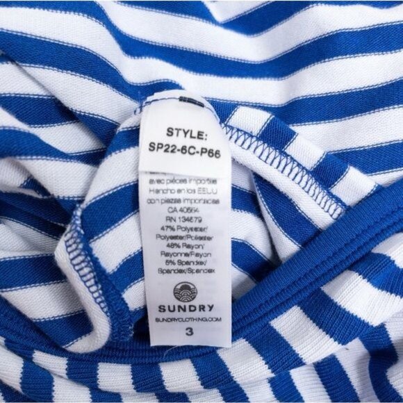 NWT Sundry Striped Twist Back Sweater L Blue Nautical Lightweight Knit 3 - Picture 9 of 10